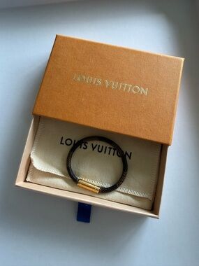 Louis Vuitton Brown Monogram Bracelet with Gold Clasp